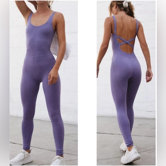 Free People Good Karma Onesie Daybreak M/L Purple NWOT - Picture 2 of 10